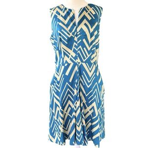 Milly Dark Teal Geometric Dress‎ Y2K Retro Rockabilly Women's 10 USA Made